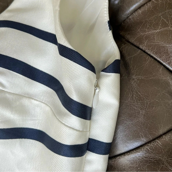 New J Crew Jacquard Stripe Midi Dress Scoop Neck Sz 0 Navy & Ivory Ak231 Women’s - Picture 15 of 15